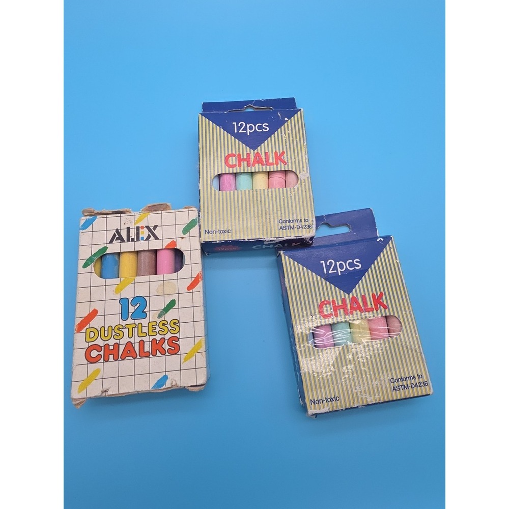 Vintage Lot of 3 Boxes Of Chalk‎ Alex